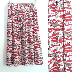 Porridge mid length architecture print skirt size medium    C2